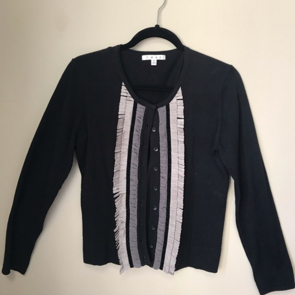CAbi Sweater in Black & Grey